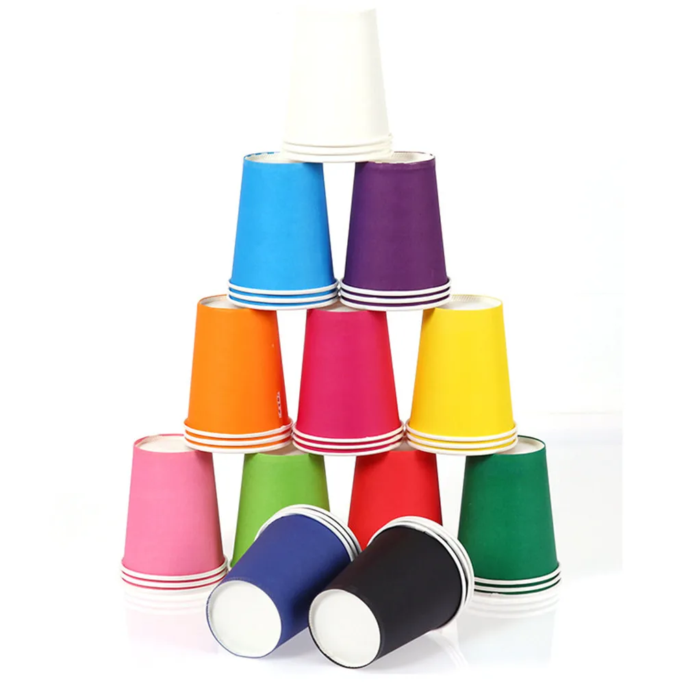 100Pcs Vibrant Thick Paper Cups Craft Art Supplies DIY Decoration Classroom Learning Activity Safe Eco Friendly Disposable