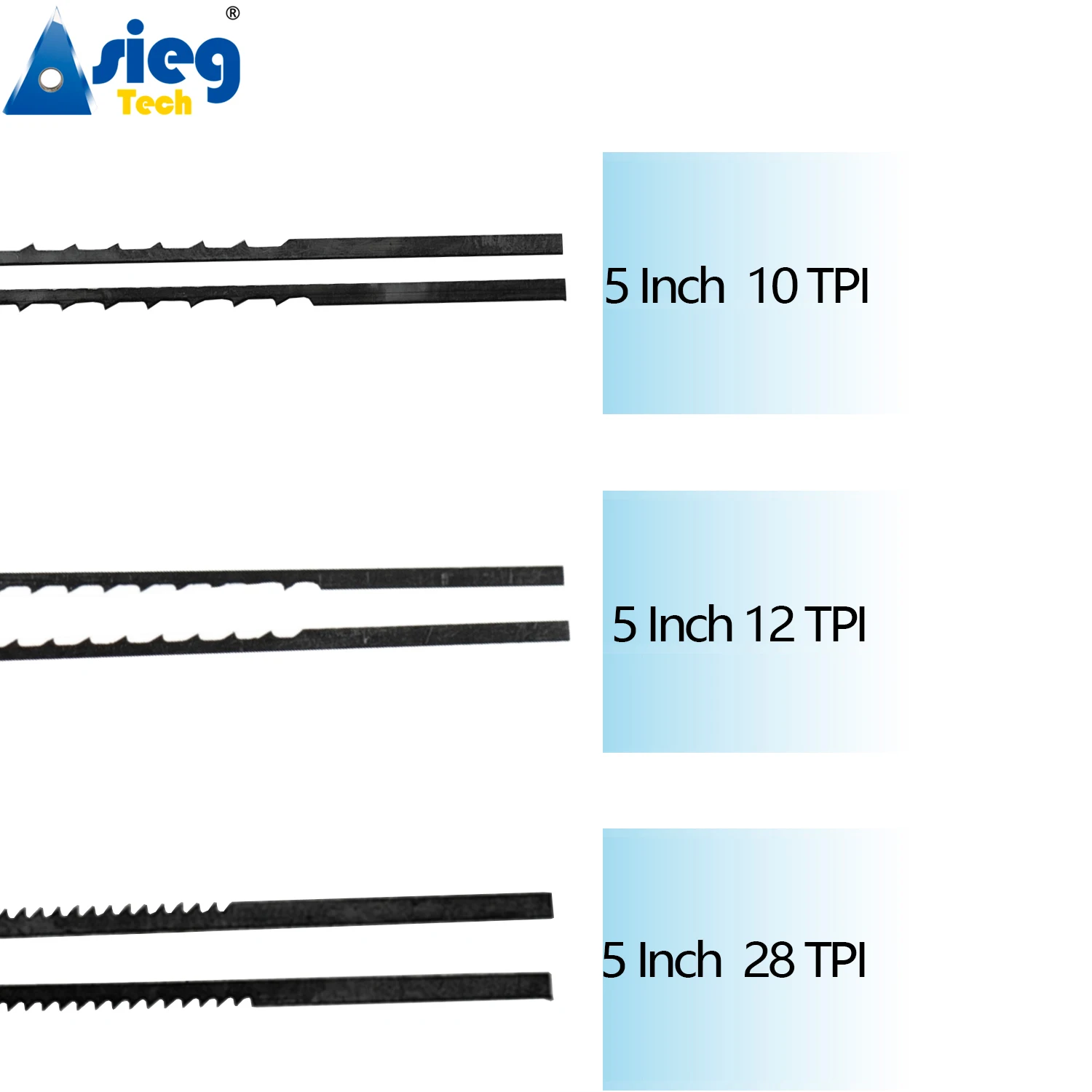 5 Inch Plain End Scroll Saw Blade Set （10/12/28 TPI, 30PCS）Fit for 5 Inch Scroll Saw