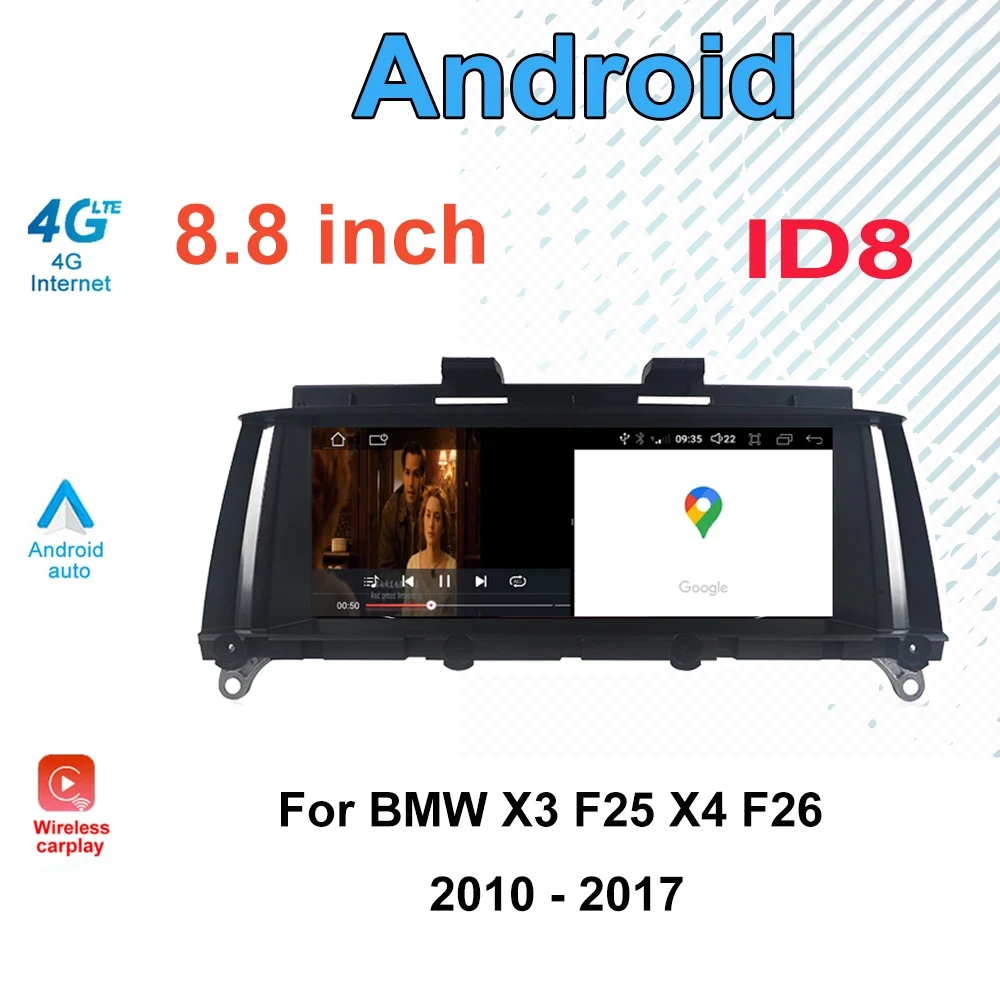 ID8 8.8 Inch Android 14 for BMW X3 F25 / X4 F26(2010- 2017) Stereo-Player GPS Navigation  IPS 4G Auto Radio