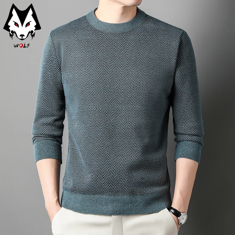 New Men's Casual and Fashionable Long Sleeved Pullover Round Neck Sweater for Autumn and Winter Warm Comfortable Versatile Top