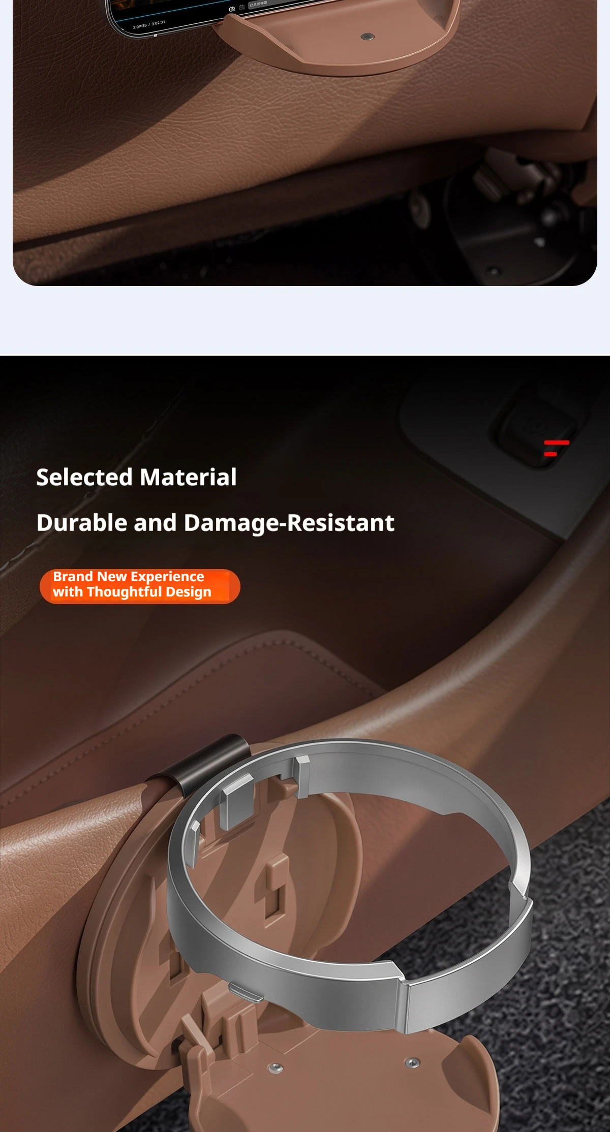SEAMETAL Auto-Getränkehalter, klappbar, ABS-Design, elastischer Rückenclip, doppelter Verwendungszweck, Türseitenklemme, Handyhalterung, Innenraum-Aufbewahrungszubehör – Detail 7