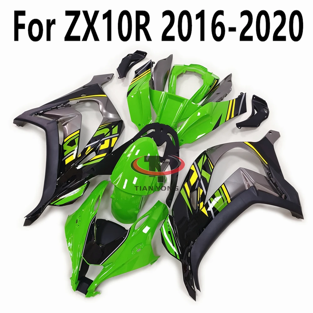 Bodywork Cowling Motorcycle For Kawasaki ZX10R ZX 10R 2016-2017-2018-2019-2020 Bright Green Yellow Black Prints Full Fairing Kit