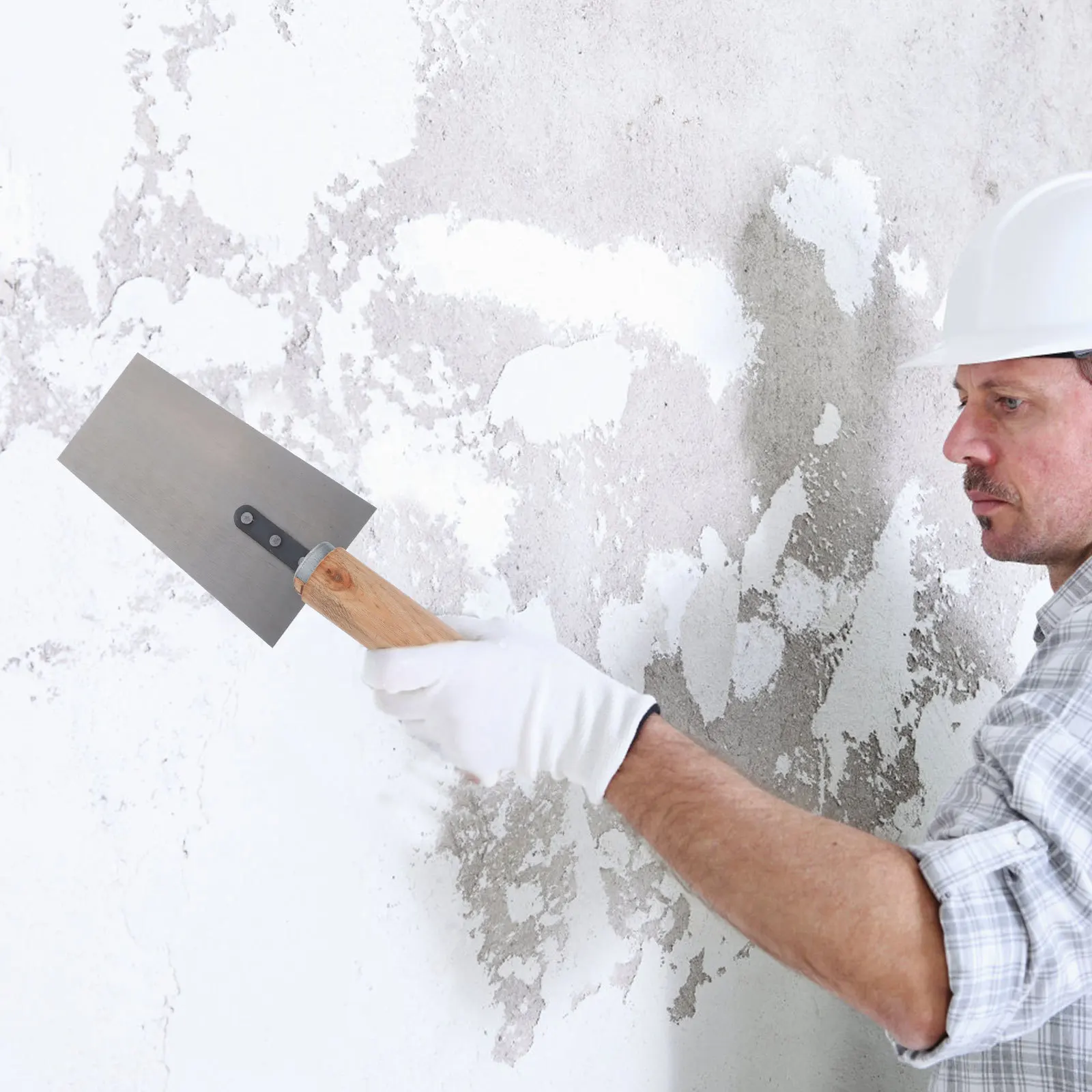 

4Pcs Masonry Trowel Set Durable Wooden Handle Rust Resistant Construction Spatulas Drywall Putty Scraper Plastering Trowels