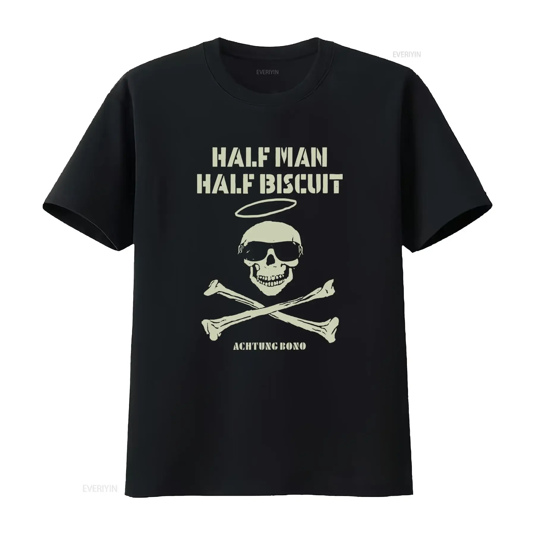 Men's Half for Man Biscuit Achtung Bono T Shirt Irish Band Inspired Music Fan with Iconic Album Art Casual Round Neck S 4XL
