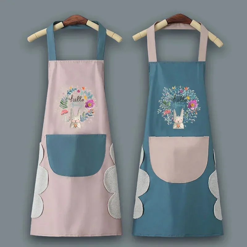 Cute Women's Apron Waterproof Household PVC Oil-proof Aprons for Chef Cooking Baking Home Cleaning Restaurant Kitchen Accessorie