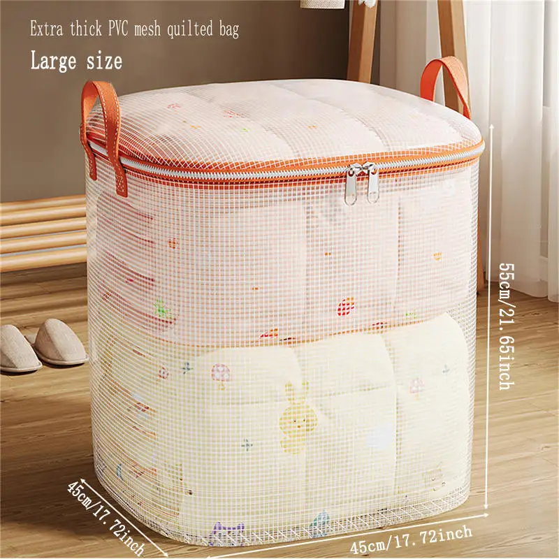 Foldable Storage Bag PVC Waterproof Transparent Move Storage Bag Large Capacity Household Clothes Quilt Storage Breathable Bag