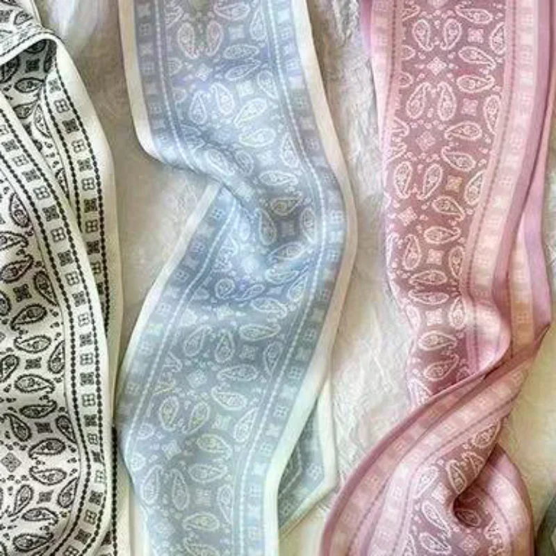 

Cashew Flower Silk Scarf Double-Sided Printed Headband Ins Decoration Versatile Triangle Scarf Vintage Headband Accessories 2025