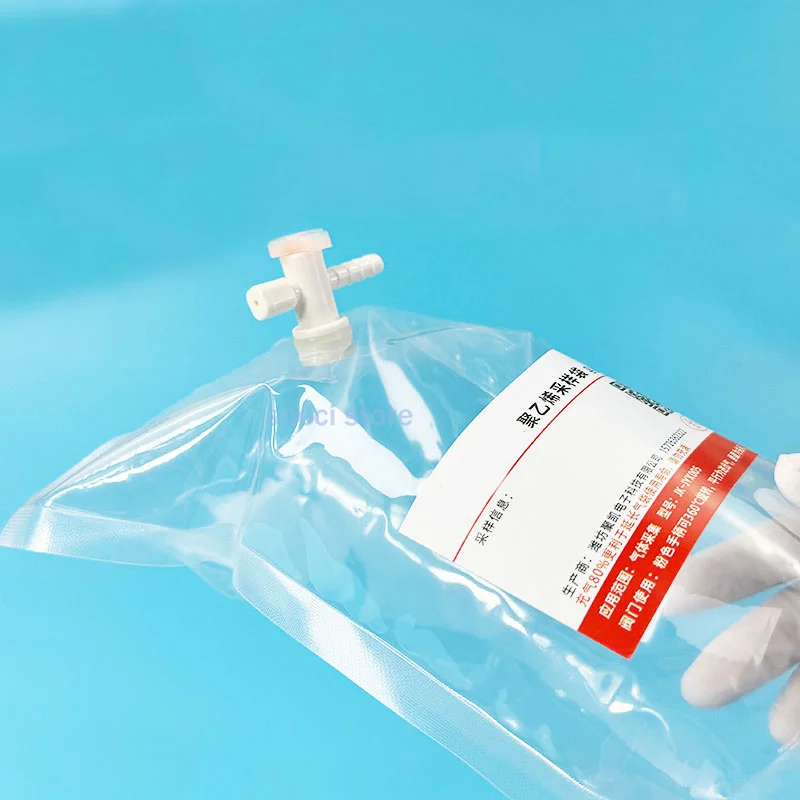 كيس أخذ عينات الغاز كيس فيلم البولي ايثيلين كيس الغاز كيس البولي إيثيلين كيس الغاز CO/CO2 ، يستخدم لتحليل الهواء والغاز ، مع صمامات واحدة #5