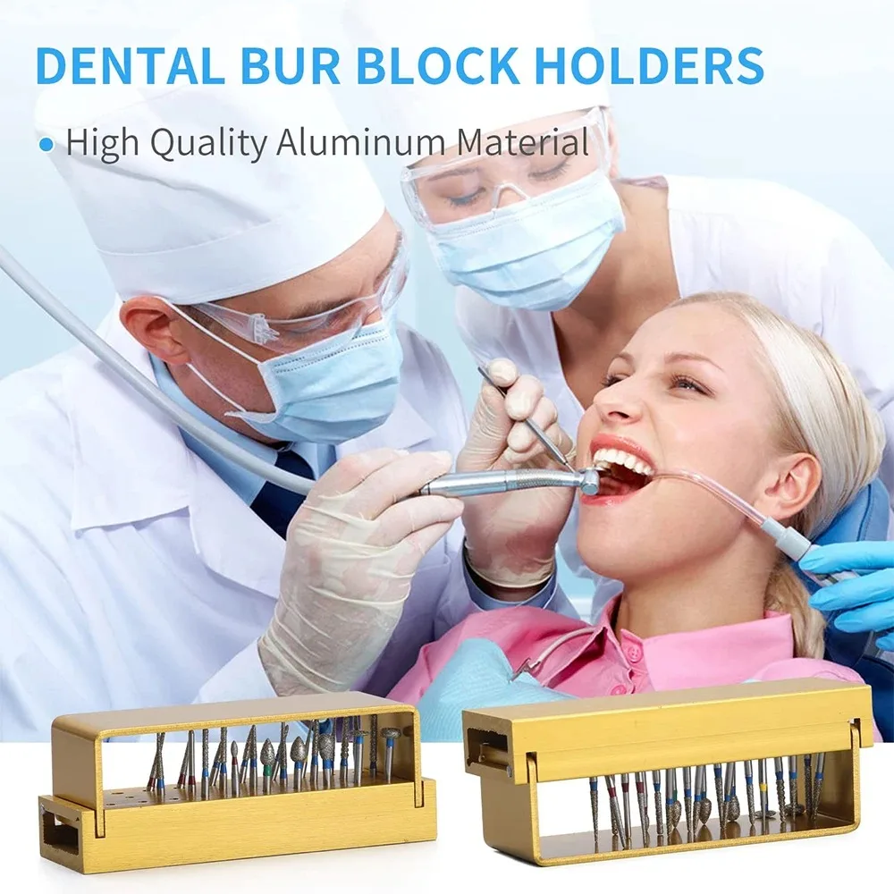 1pc 30 Holes Dental Burs Drill Disinfection Block FG Bur Sterilization Holder Autoclavable Aluminium  Dentistry Materials Tools