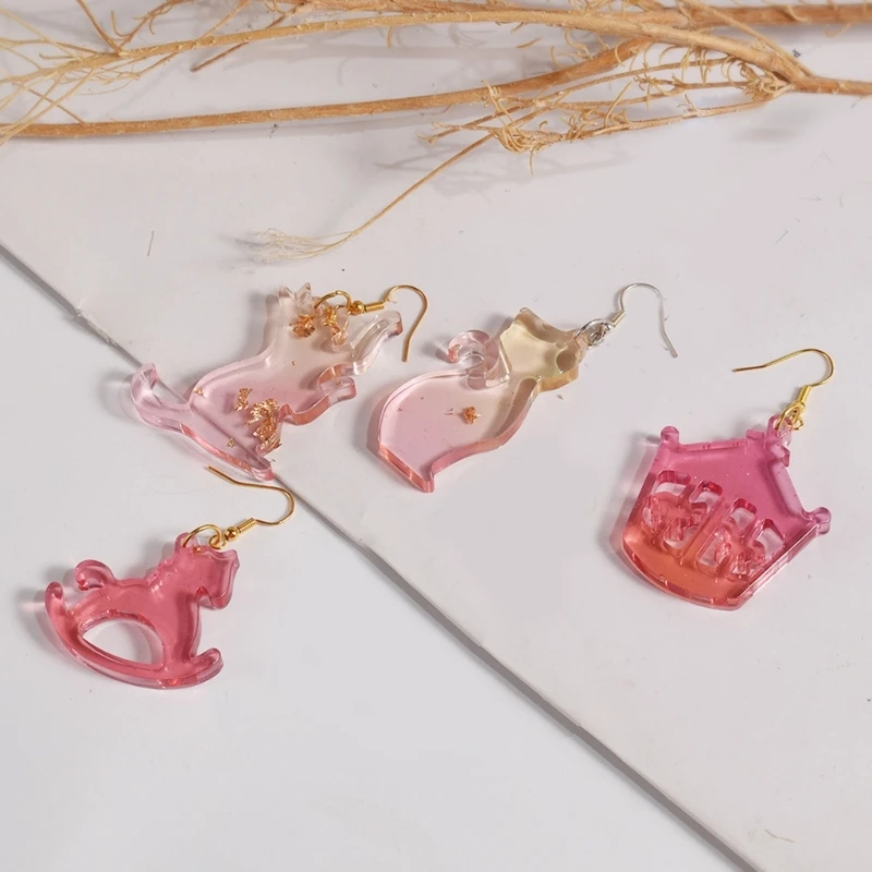 Moules en Silicone pour boucles d'oreilles, thème Animal accrocheur, pendentif d'oreille élégant, 4 pièces