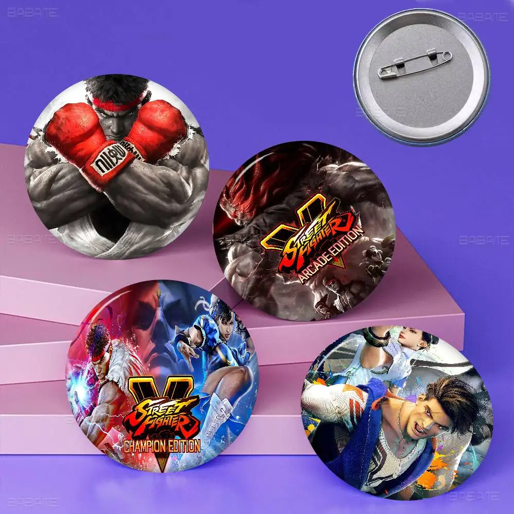 Game S-Street-F-Fighter 32/44/58mm Handmade Pin Round Snap-in Brooches for Backpack Cothes Accessories Badge Hat Decoration