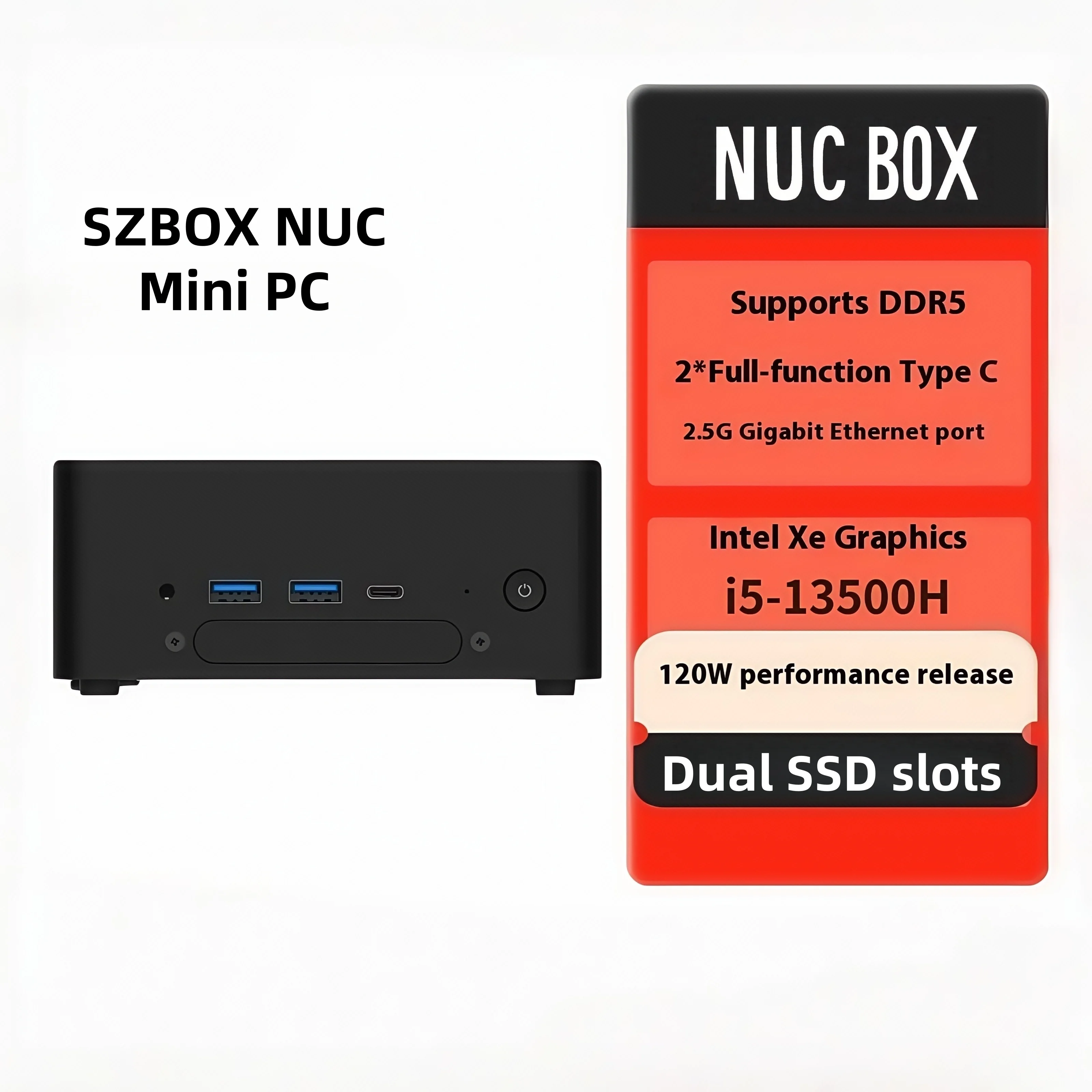 SZBOX Mini Intel i5-1240P/13500H i7-1260P mini pc DDR5 5200Mhz Wifi6 BT5.2 Doppio display 4K 60Hz 2.5G LAN Desktop Gamer Computer