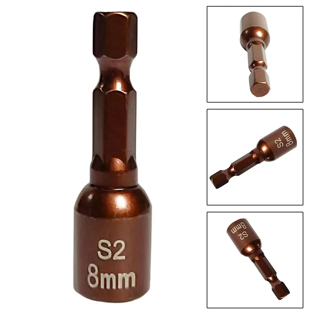 1 adet 8mm manyetik somun tornavida soket Bit Hex Shank sürücü adaptör soketi anahtarı çelik el aletleri parçaları aksesuarları