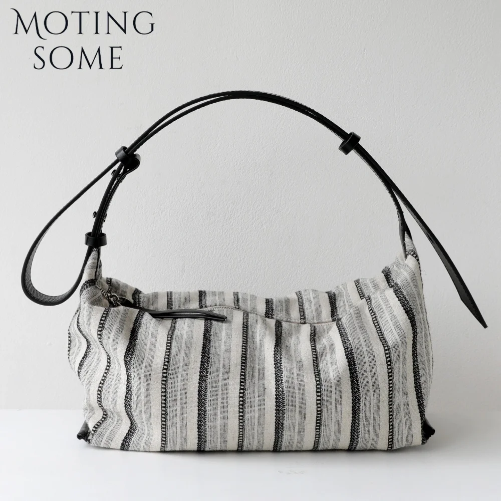 

MOTINGSOME Large Capacity Linen Toast Bag Fashion Woman Casual Underarm Bags Commuter Shoulder Crossbody Pillow Purse 2026 New