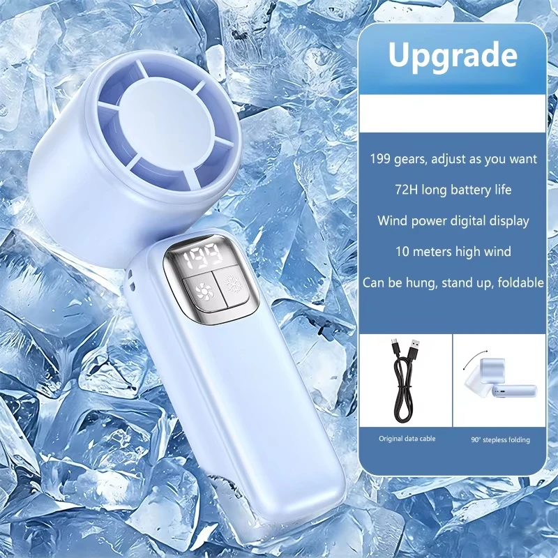 Lenovo 199 Hochgeschwindigkeits-Turbo-Jet-Ice-Kühler-Ventilator, USB-aufladbarer Handventilator mit bürstenlosem Motor für Outdoor, Büro und Reisen