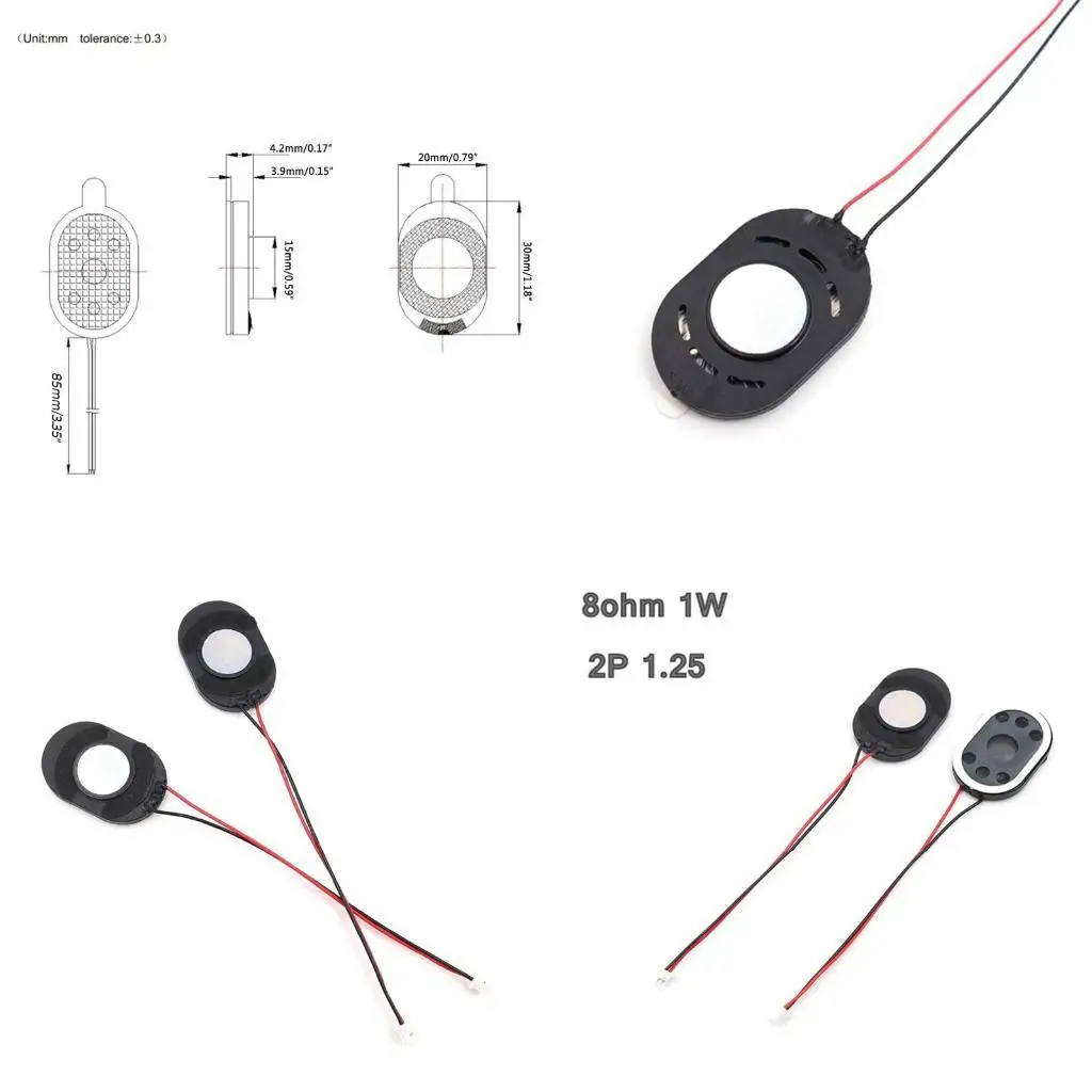 

Y1UB 2x 2030 Oval Loudspeaker 8Ω 1W Black Speaker 2.2 kHz Frequency Response