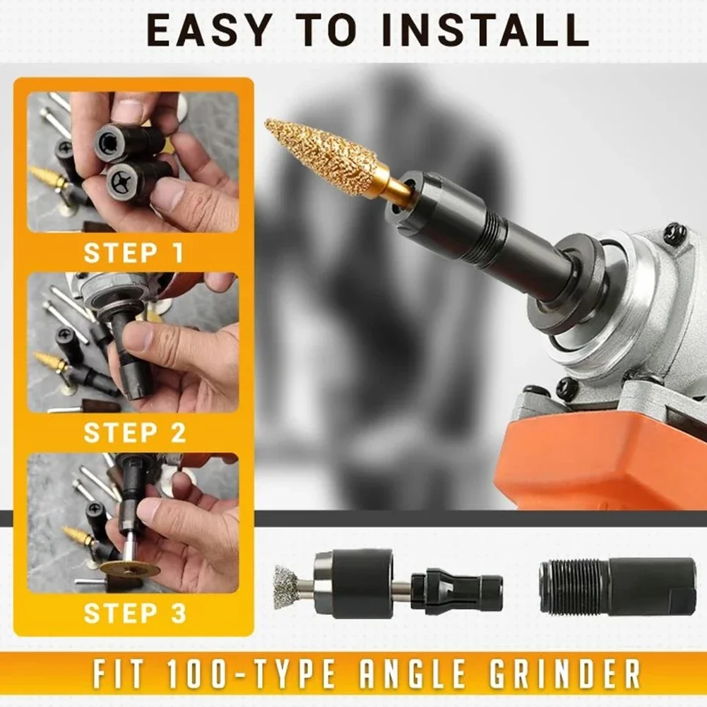 

Adapter Transfer Head Angle Grinder Black Brand New Easy To Install High Carbon Steel Straight Grinder Adapter