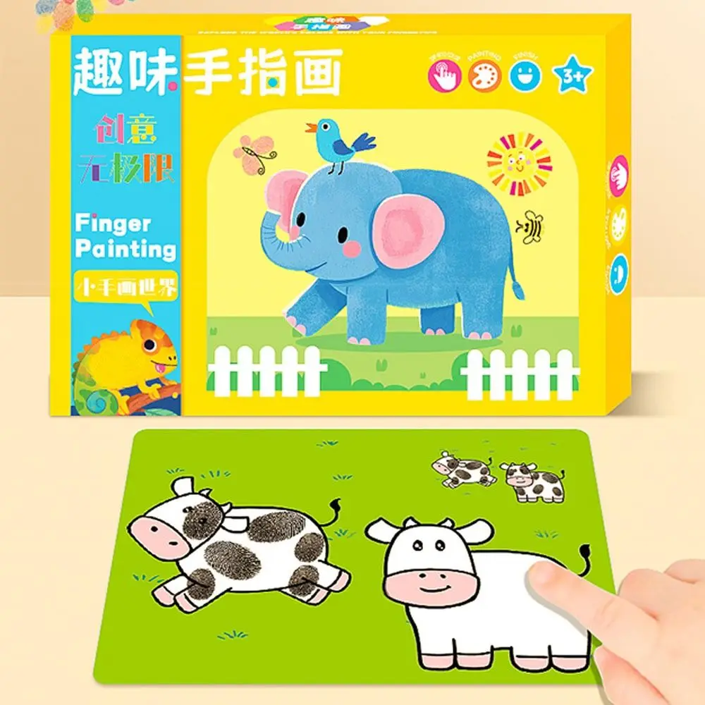 12/24 لون مجموعة الطلاء الاصبع دهان داي مونتيسوري تعلم إصبع طباعة الحبر لعبة كتب التلوين الكرتون نمط خربش كتاب