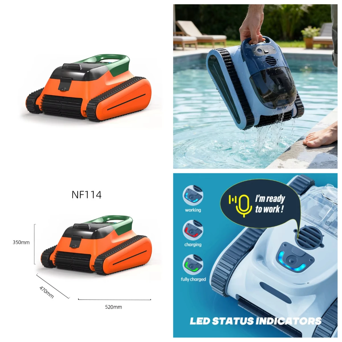 NF114 Lewol High Quality Automatic Robotic Pool Cleaner Customizable for Mosaic, Liner & Steel Pools