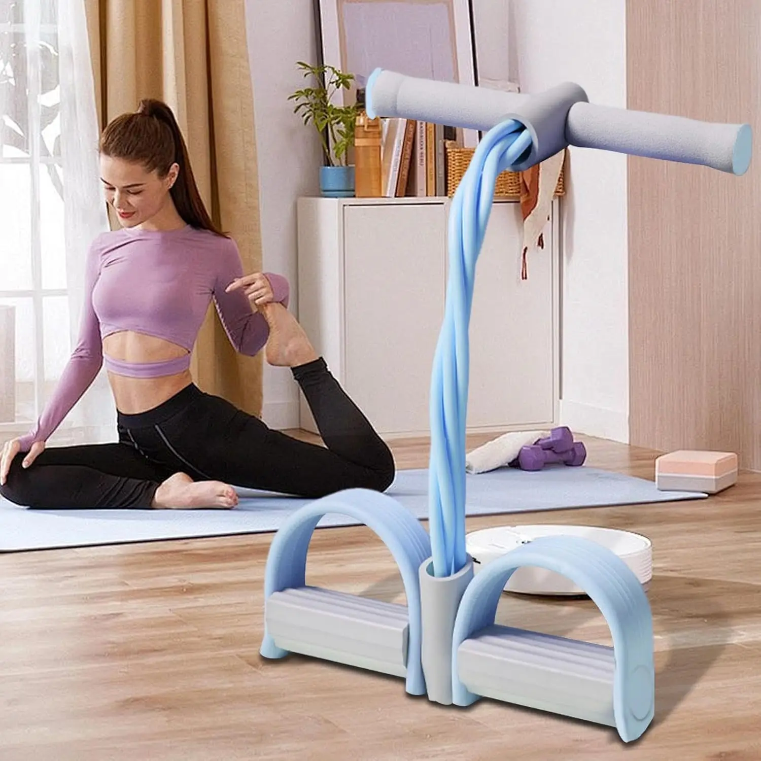

Pilates Equipment, Pilates Trainer Exercise Device 4-Tube Portable Fitness, for Arm & Leg Toning, Home, Gym, Women, Men