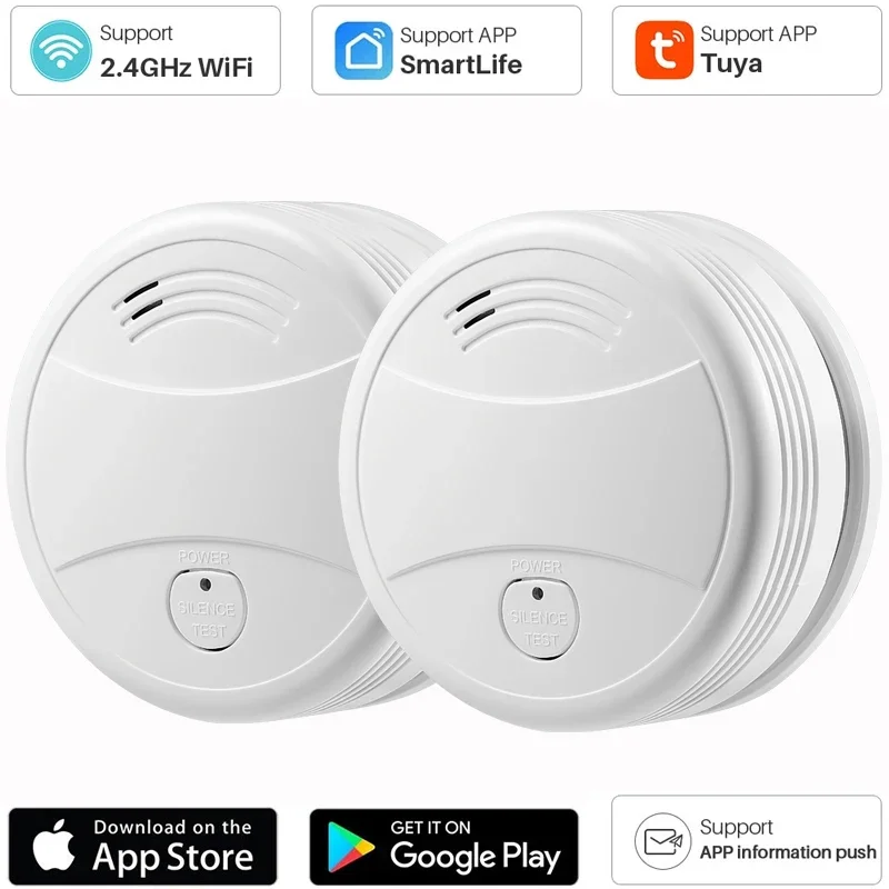 

Tuya WiFi Smoke Detector Alarm Smart Fire Protection 90dB Smoke Alarm Sensor work with Tuya Smart Life APP Home Security System