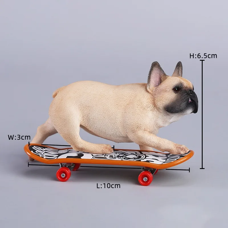 JXK – bouledogue simulé à l'échelle 1/6, modèle de chiot de combat de Skateboard fait à la main pour figurines d'action de 12 pouces, ornement d'animaux, cadeaux