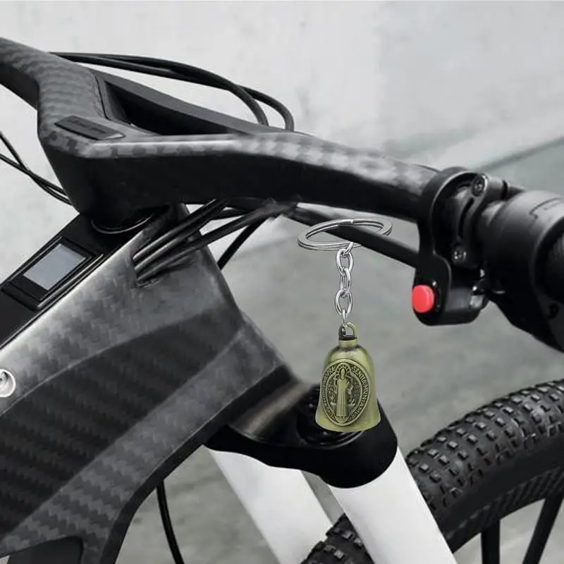 Creative Motorcycles Bell Pendant Retro Riding Good Luck Jesus Bell Retro Riding Luck Key Chain Bell GuardianBicycle Bell Gift