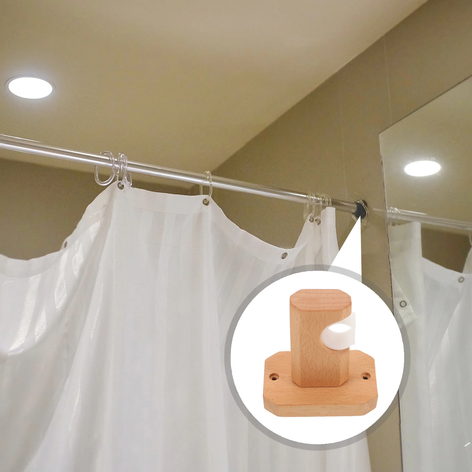 

Curtain Rod Holder For Bathroom Wood Shower Curtain Bracket Wall Mount Rustic Style Heavy Duty Pole Support Brackets