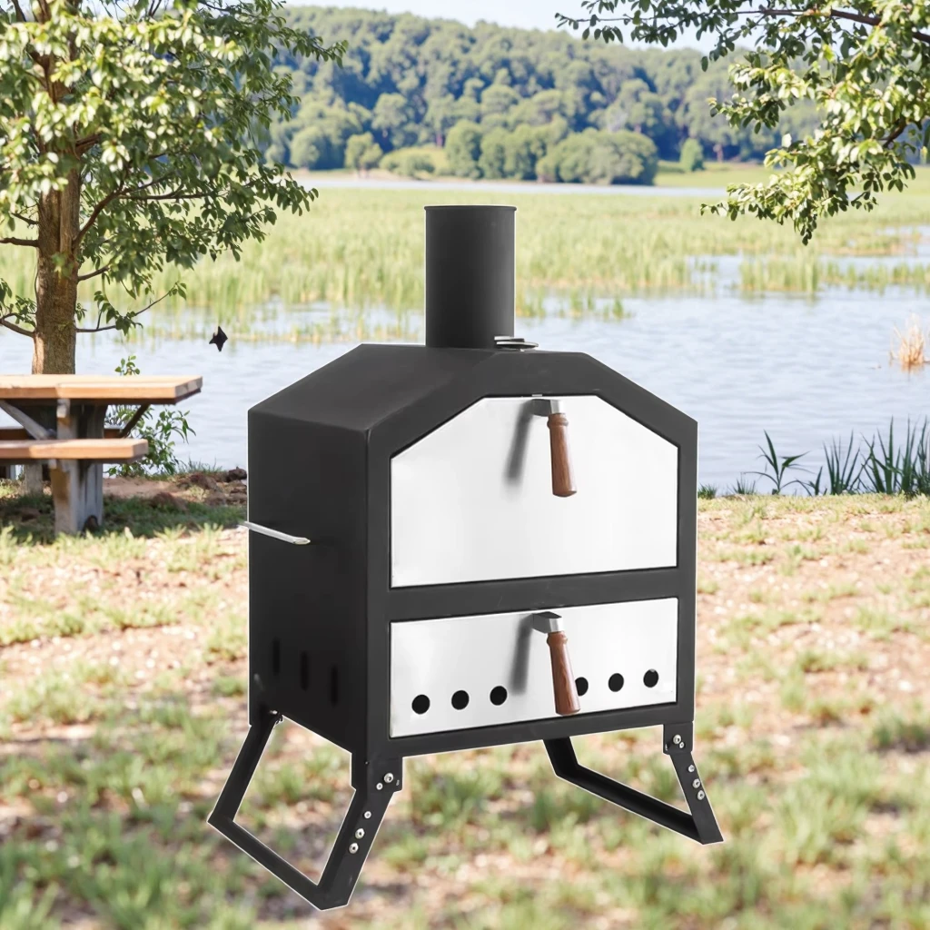 Outdoor Stainless Steel Wood-Fired Fire Pit Charcoal Toasters Pizza Ovens BBQ Grills Food Business Iron Commercial Outdoor Oven
