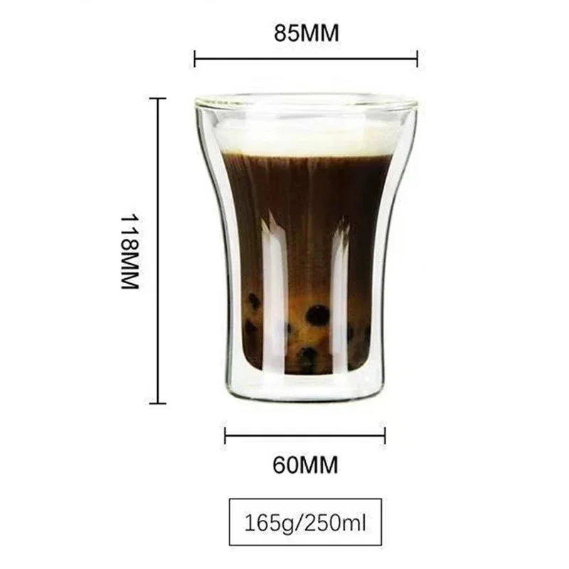 JUSTINLAU 1/2/4Pcs Double Wall Glass Coffee Cup Heat Insulation Transparent Water Cup Breakfast Glass Cold Drinks Beer Mug