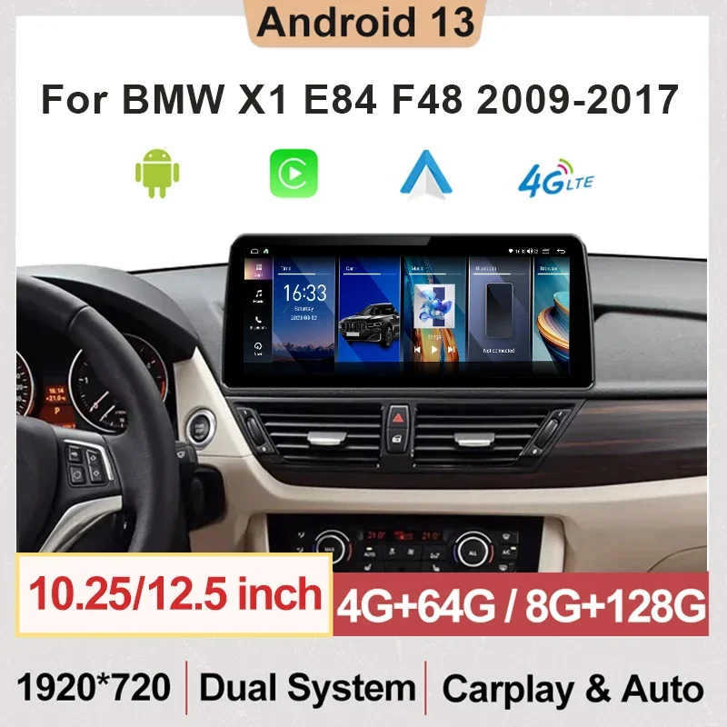 

Android 13 8G+128GB Car Radio Screen For BMW X1 E84 F48 Multimedia Player Audio GPS Navigation Head Unit Carplay Stereo Touch 4G