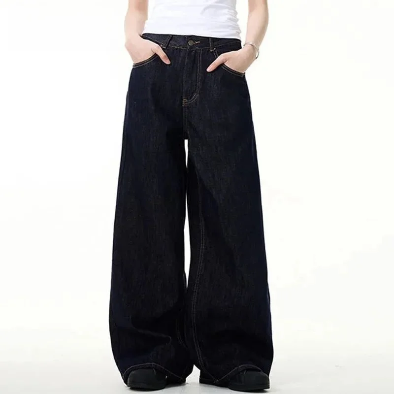 

IEFB Simple Men's Vintage Waed Wide Leg Loose Fit Denim Pants Casual Comfortable Spor Sle M Trousers