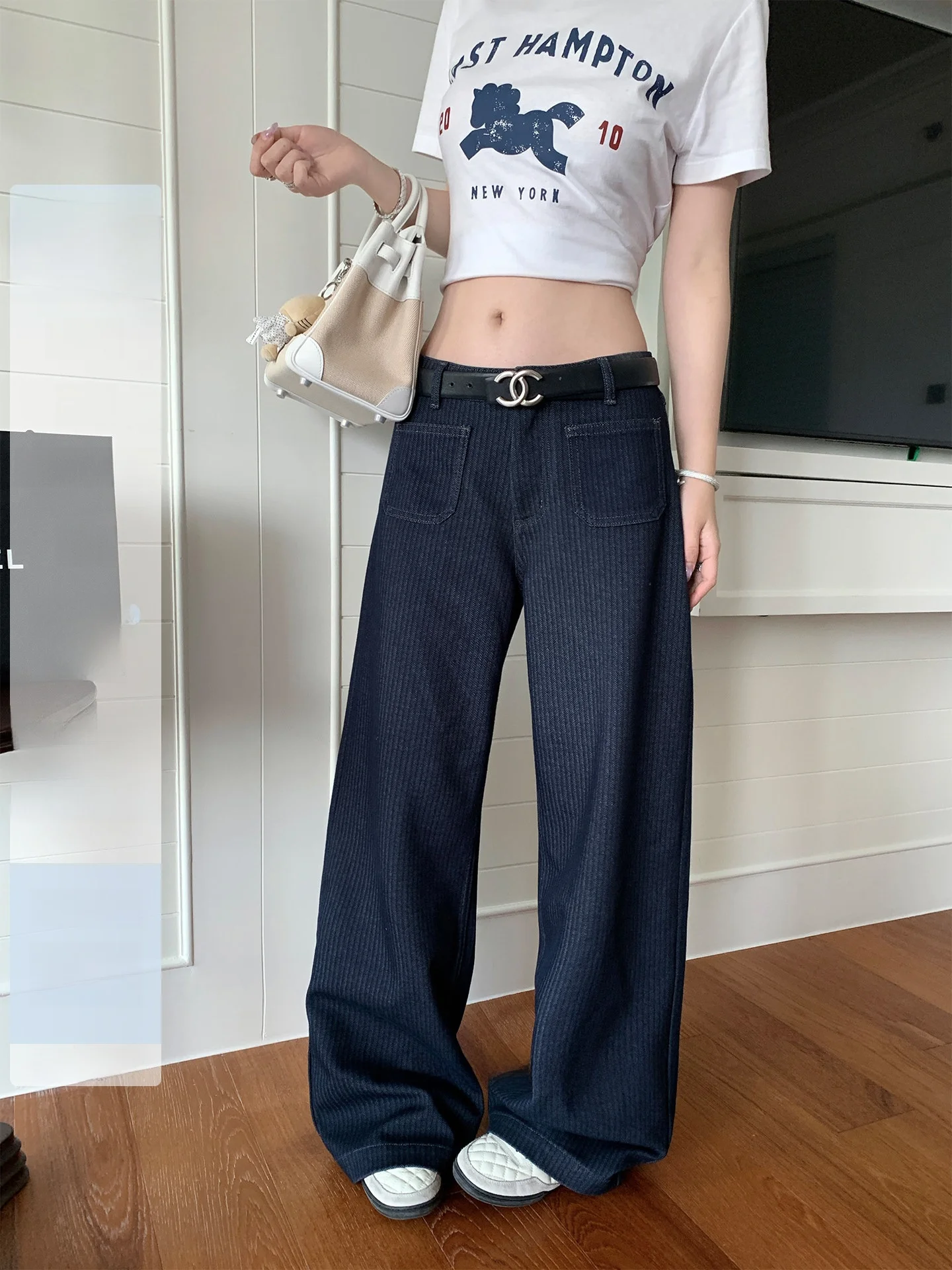 

Винтажные джинсы прямого кроя для женщин: универсальные, стройнящие, длинные брюки в повседневном стиле, с естественной талией, из полиэфирного волокна, на молнии