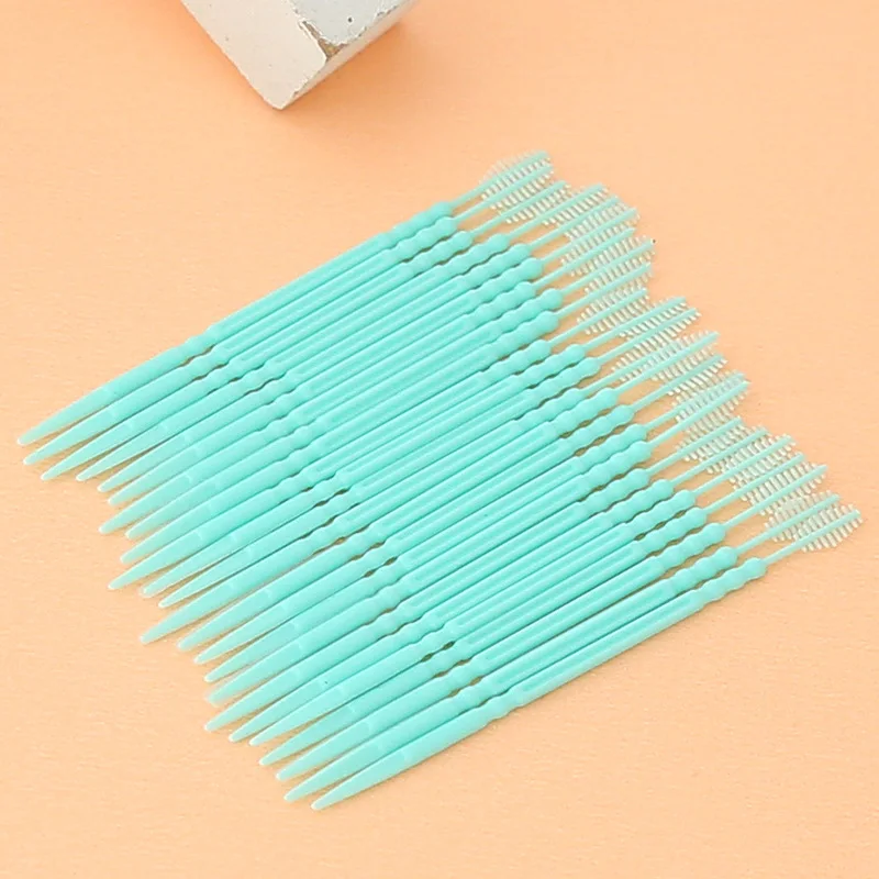 Disposable Double Ended Plastic Toothpicks 100 Pcs Per Pack Oral Cleaning Interdental Brushes Dental Care Interdental Brush