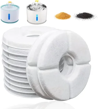 Filtro de carbón activado de repuesto para fuente de agua para gatos, reemplazo de filtros para mascotas, perro, flor, dispensador de fuente redondo 1