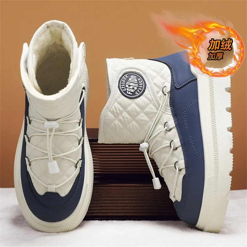 

Men's Warm Winter Boots Waterproof Non-Slip Plush Lined Sneaker Shoes Winter Slippers Comfortable Male Tenis Boots