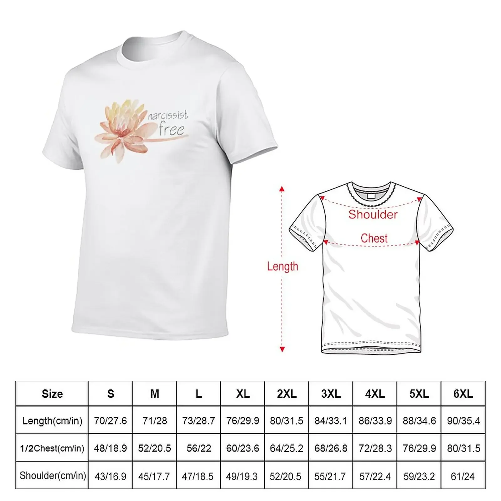 Narcissist Free watercolour flower, empowering statement T-Shirt summer top heavyweights plus sizes Short sleeve tee men