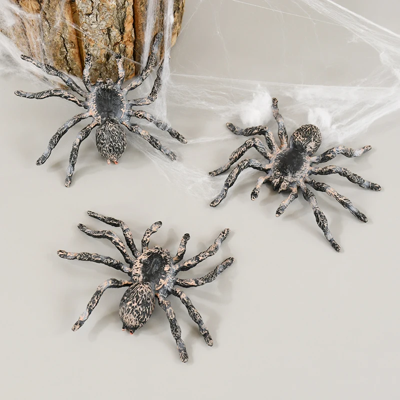 

2pcs Halloween Horror Black Spider Haunted House Spider Web Bar Party Decoration Supplies Simulation Tricky Toy Halloween Decor