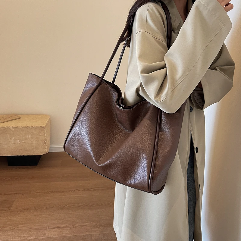 Weiche Leder frauen Tasche Hohe Kapazität Schulter Frauen Tasche Einfache Einfarbig Handtasche Geldbörse Weibliche Top-Griff Tasche Büro handtasche – Detail 25