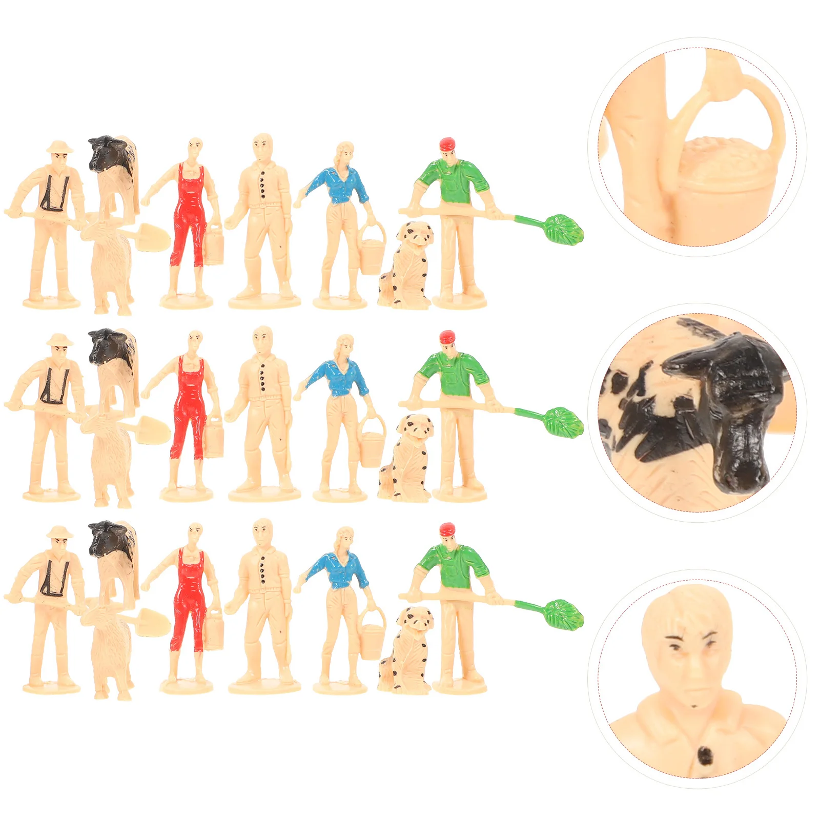 3 مجموعات شخصيات مصغرة مجموعة عالية محاكاة الحيوان الناس للأطفال مزرعة الحيوانات Playset مزرعة صغيرة اكسسوارات ديكور طاولة الرمل