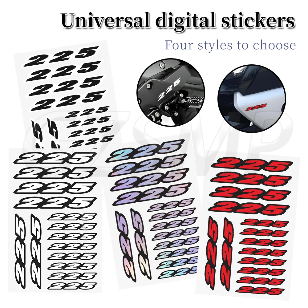 Motorcycle Number 225 Deco Moto Body Fender universal Stickers Decals fit for Yamaha TT225 ST225B  XT225 Serow TT-R 225