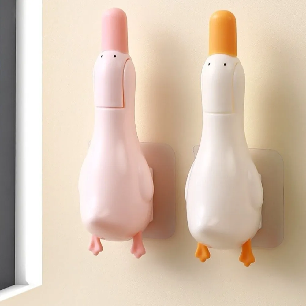 Reusable Cartoon Duck-Shaped Hair Catcher Plastic Double Head Garbage Clip Wall Mounted Stain Remover Tool Shower Drains