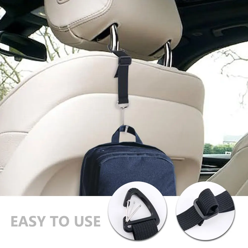 

2 Pcs Universal Headrest Hook Multifunctional for Car Seat up Auto Wallet Black Cotton Organizer Hooks