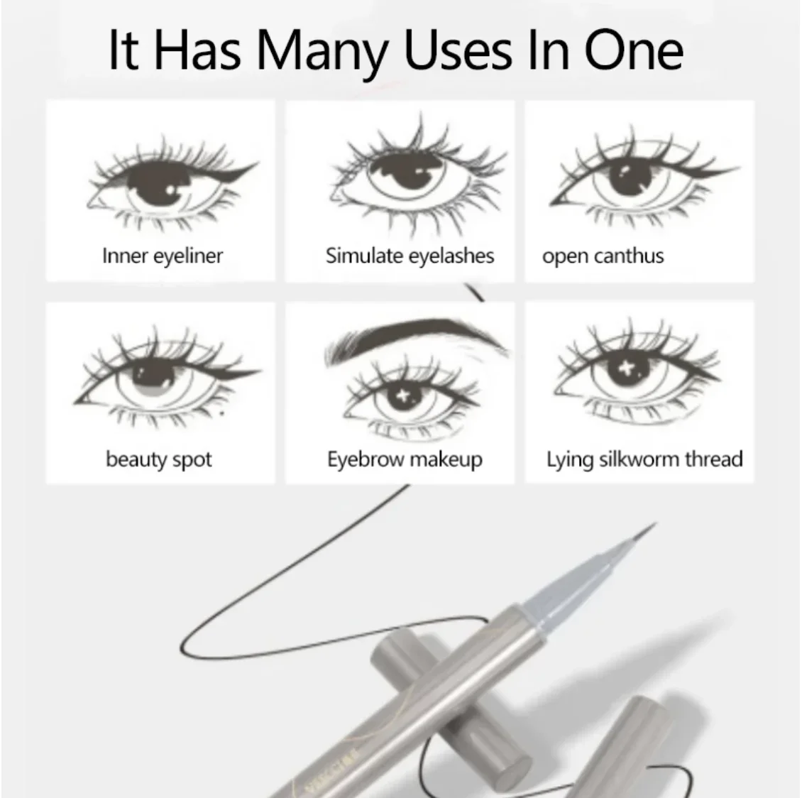 Lápis delineador líquido VEECCI com pincel ultrafino de longa duração à prova d'água cosméticos para maquiagem dos olhos