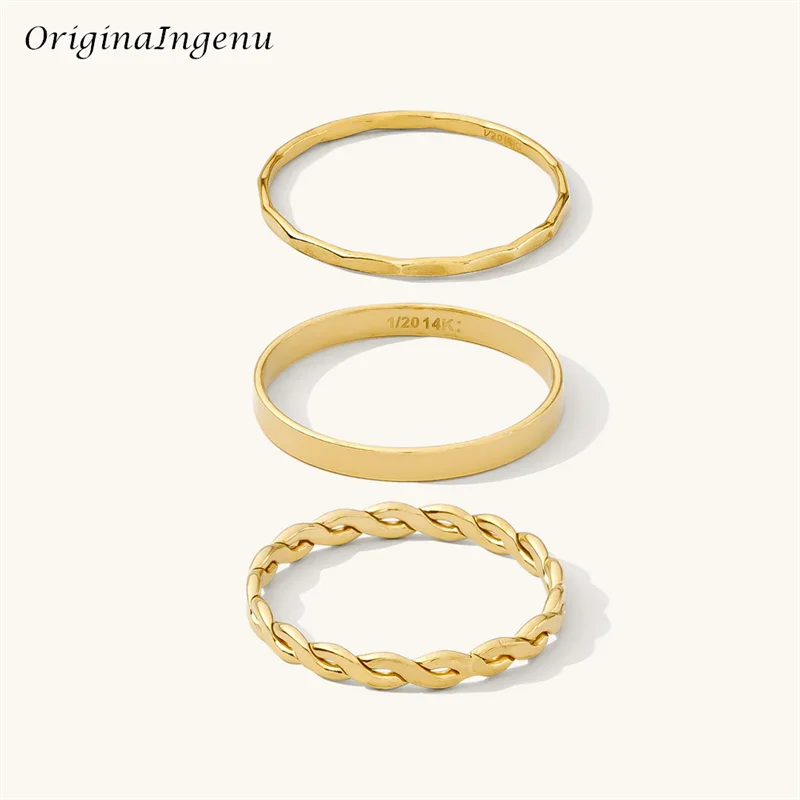 

14K Gold Filled Statement Stacking Ring Set Exquisite Gold Filled Rings Minimalism Women Jewelry Tarnish Resistant Jewelry Set