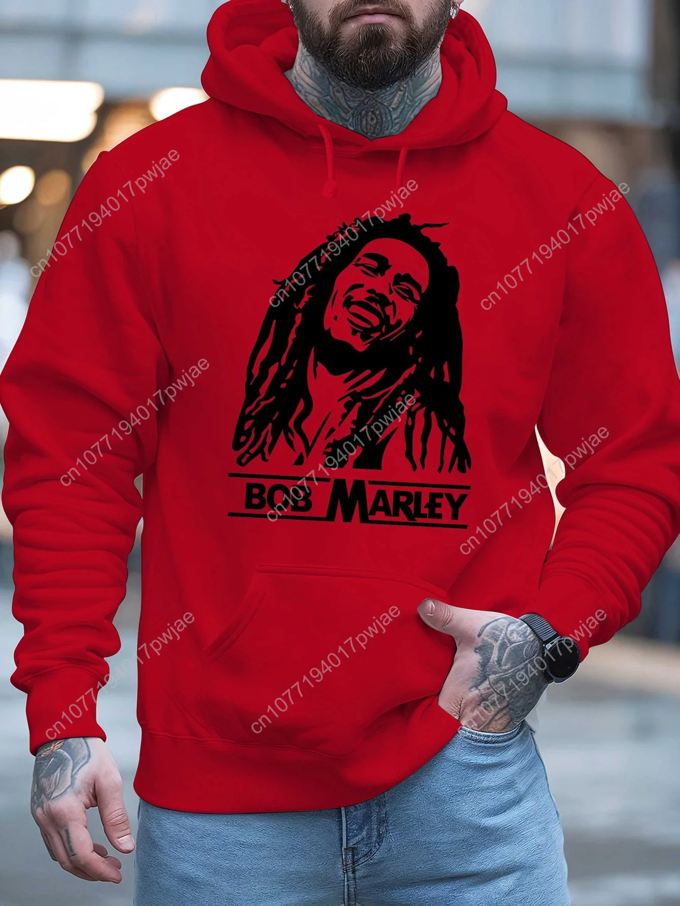 

BOB MARLEY Men'S Hoodie - with Bold BOB MARLEY Lettering, Soft Hooded Sweatshirt for Fall/Winter, Streetwear Pullover, Ideal Gif