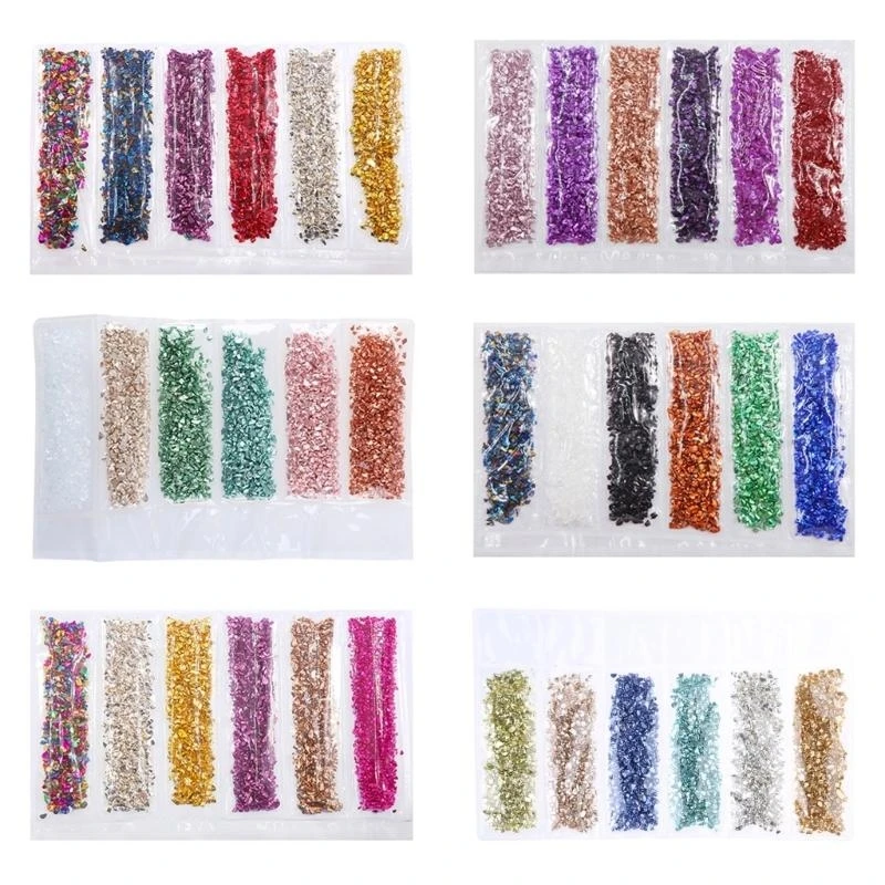 

E56A 6 Colors Crushed Glass Stones Art UV Crystal Epoxy Resin Jewelry Making