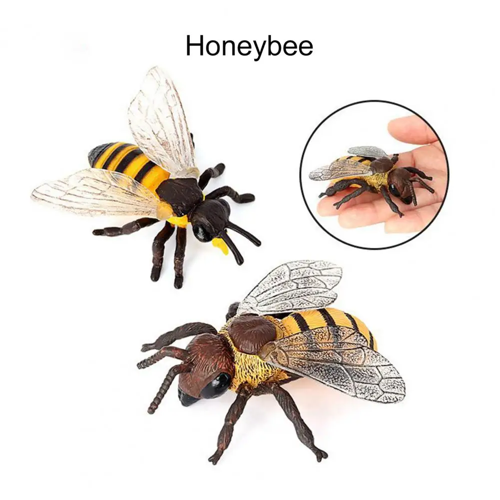 PVC Bee Model Clear Texture Realistic Miniature Simulation Honeybee Animal Sculpture Insect Action Figure Decor Collect Gift