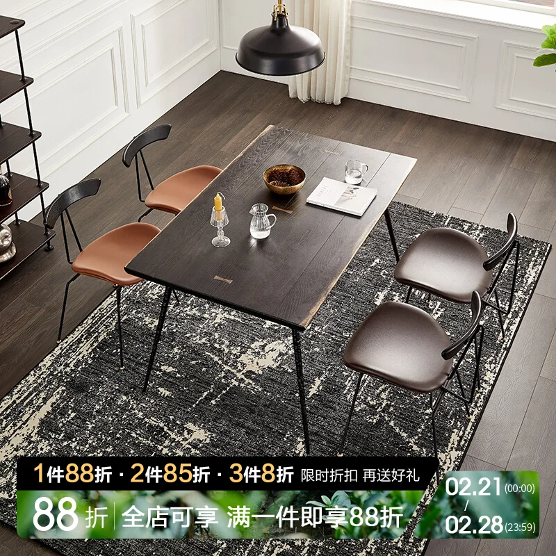 

Комбинация кованого железа, массив дерева, натуральный край, прямоугольный, простой, современный, с выражением, ретро-дизайнер мебели