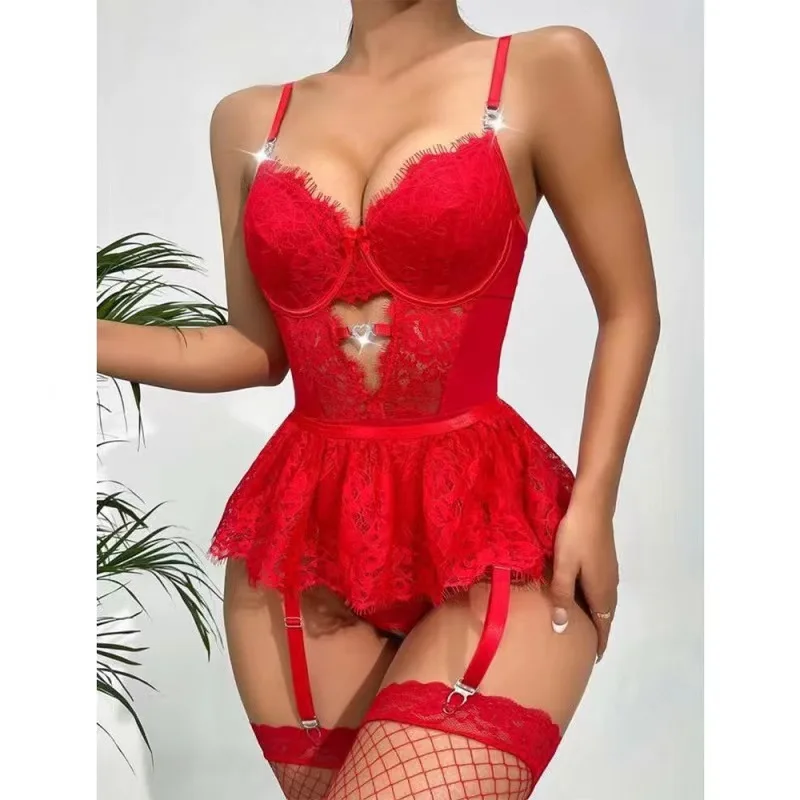 Erotic Lingerie Set Lace Embroidery Passion Uniform Plus Size Lingerie  Lace Bodysuit  Bodysuit Women  Femme Sexy Matériel